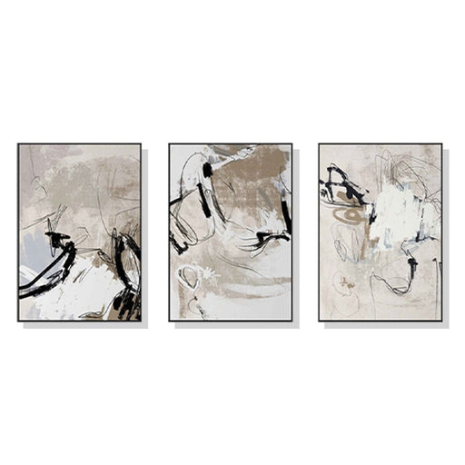 40cmx60cm Modern Abstract Beige 3 Sets Black Frame Canvas