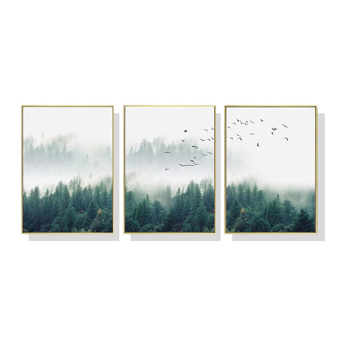 40cmx60cm Mystical Forest 3 Sets Gold Frame Canvas Wall Art