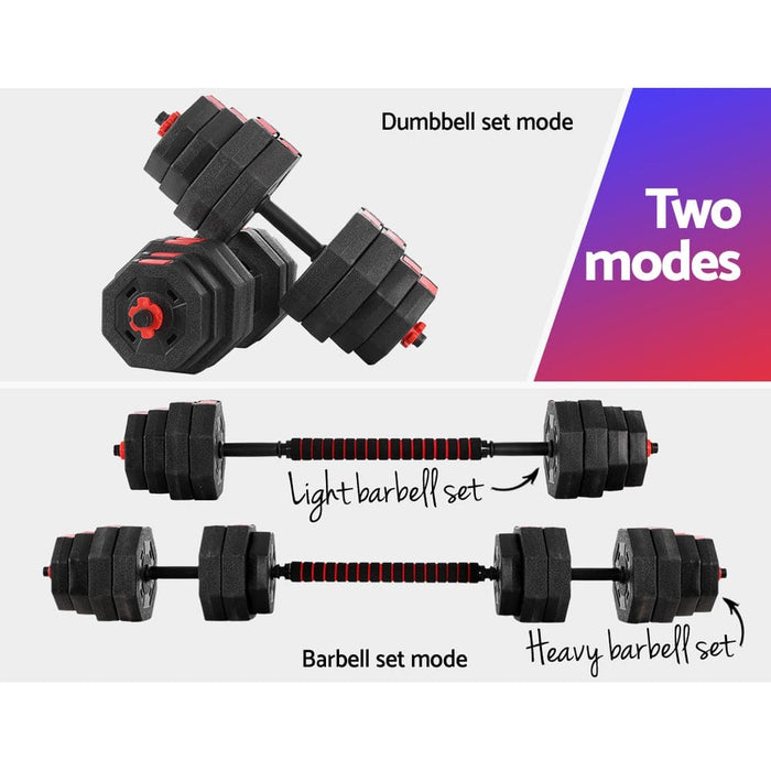 40kg 2-in-1 Dumbbell Barbell Set Adjustable Dumbbells