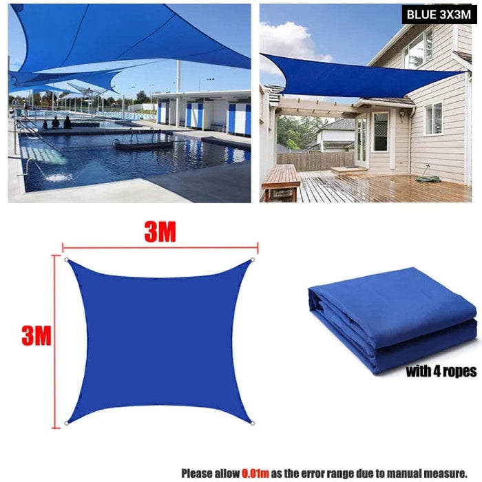 Nz Local Stock-420d Blue 3x3m Waterproof Shade Sail