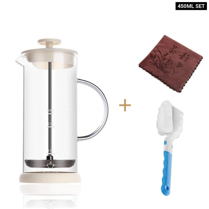 450ml Transparent Glass Milk Frother For Coffee