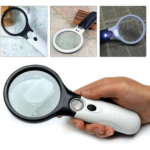 45x Handheld Magnifying Glass With Led Light For Reading