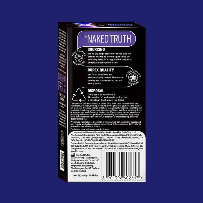 Durex Extra Time Ultra Thin Condoms - 20 Condoms (Pack of 2)