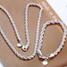 4mm Silver Twisted Rope Necklace Bracelet Set High Quality