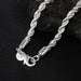 4mm Silver Twisted Rope Necklace Bracelet Set High Quality