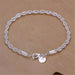 4mm Silver Twisted Rope Necklace Bracelet Set High Quality