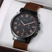 4pcs Brown Nylon Strap Quartz Watch With Bracelet For Men