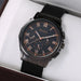 4pcs Brown Nylon Strap Quartz Watch With Bracelet For Men