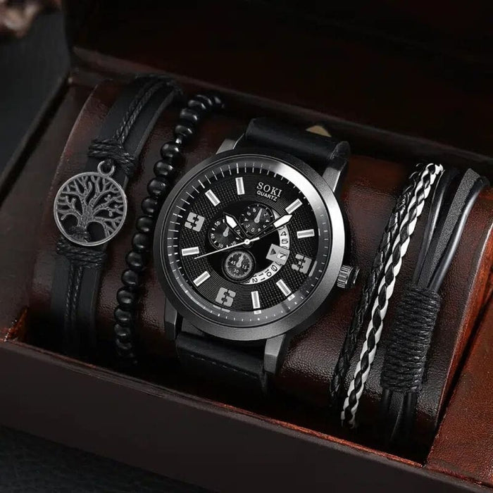 4pcs Set Fashion Mens Sports Watches Man Business Quartz