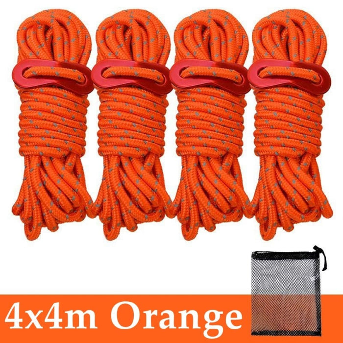 4pcs 4m Multifunction Tent Rope 4mm Refletctive Outdoor