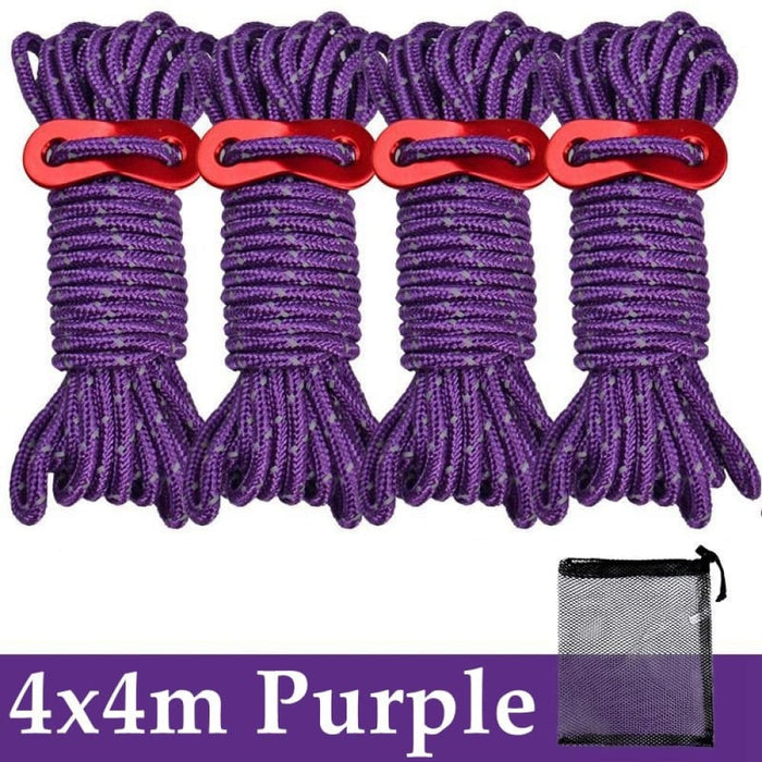 4pcs 4m Multifunction Tent Rope 4mm Refletctive Outdoor