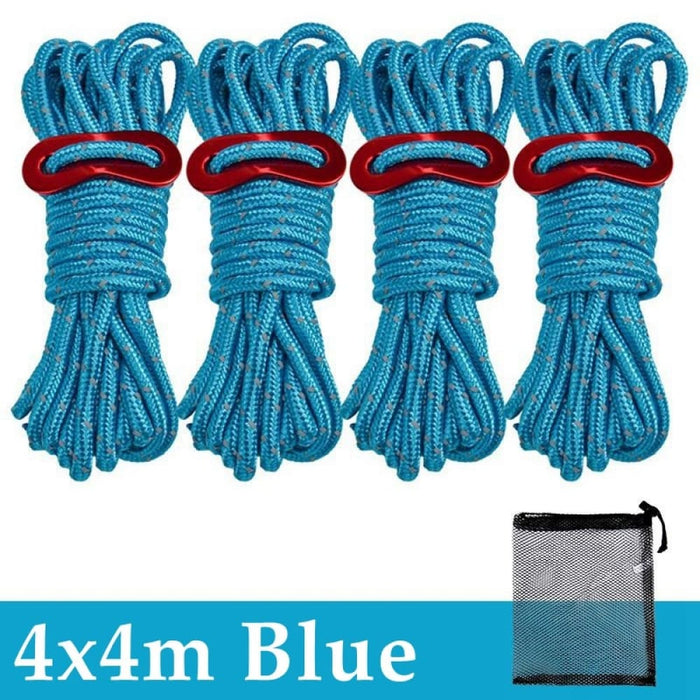 4pcs 4m Multifunction Tent Rope 4mm Refletctive Outdoor