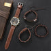 4pcs Set Men Watch Luxury Bracelet Fashion Business Brown