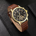 4pcs Set Men Watch Luxury Bracelet Fashion Business Brown