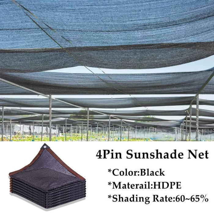 4pin Black Hdpe Anti-uv Sunshade Net 60-65% Shading Rate