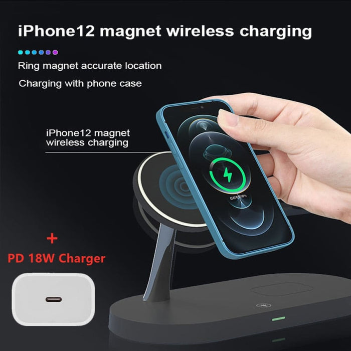 5 In 1 Magnetic Wireless Charger With 3 Adjustable Light