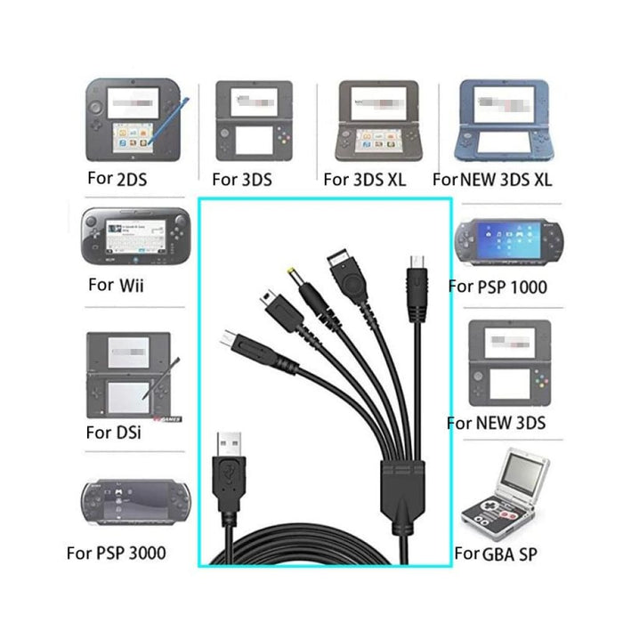 5 In 1 Usb Charger For Wii u 3ds Nds Psp