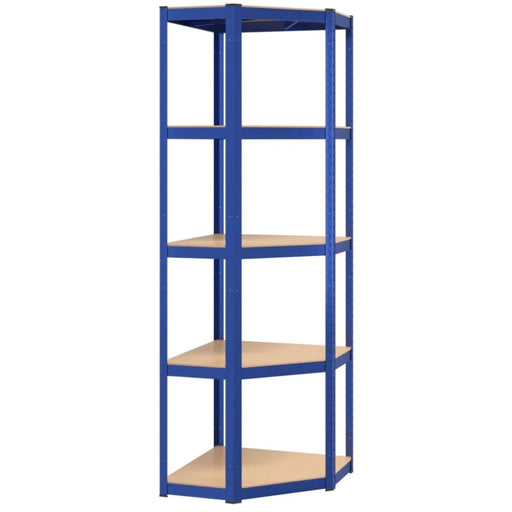 5-layer Corner Shelf Blue Steel And Engineered Wood Opxnlo