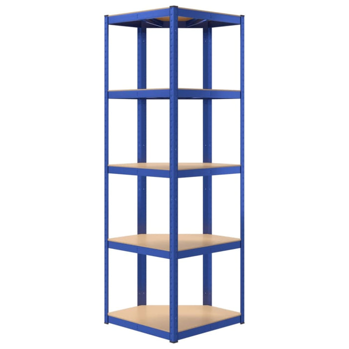 5-layer Corner Shelf Blue Steel And Engineered Wood Opxnlo