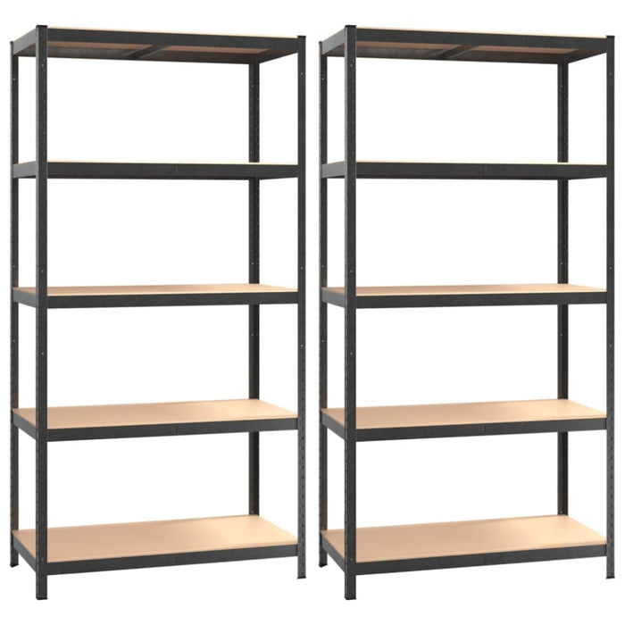 5-layer Heavy-duty Shelves 2 Pcs Grey Steel&engineered Wood