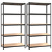 5-layer Heavy-duty Shelves 2 Pcs Grey Steel&engineered Wood