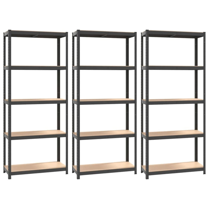 5-layer Shelves 3 Pcs Anthracite Steel And Engineered Wood