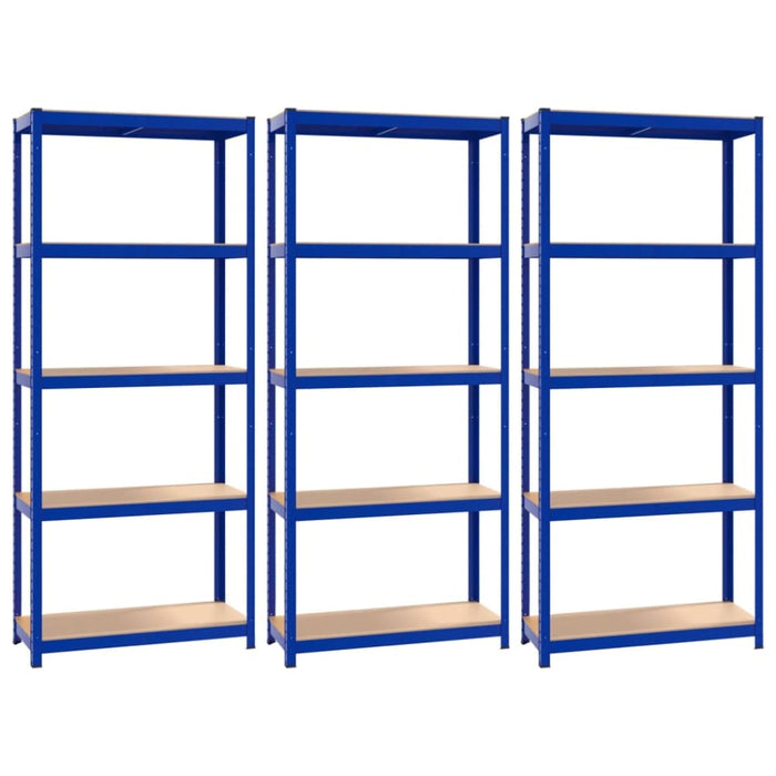 5-layer Shelves 3 Pcs Blue Steel And Engineered Wood Opxnpi