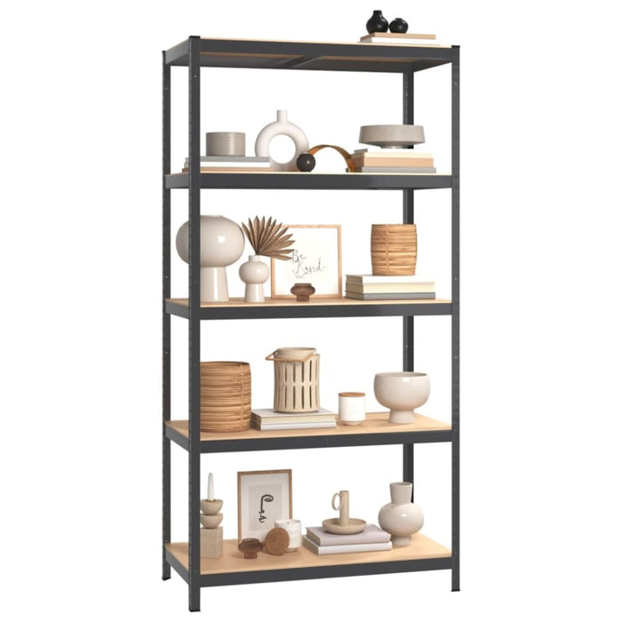 5-layer Shelves 4 Pcs Anthracite Steel And Engineered Wood