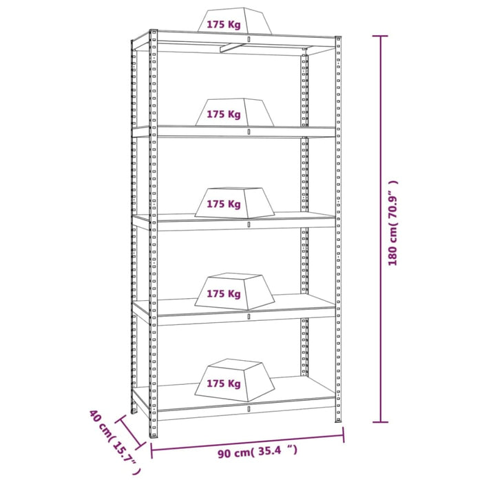 5-layer Shelves 4 Pcs Anthracite Steel And Engineered Wood