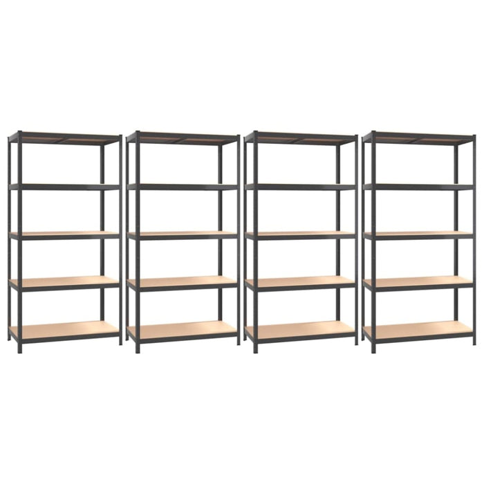 5-layer Shelves 4 Pcs Anthracite Steel And Engineered Wood