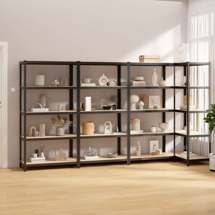 5-layer Shelves 4 Pcs Anthracite Steel And Engineered Wood