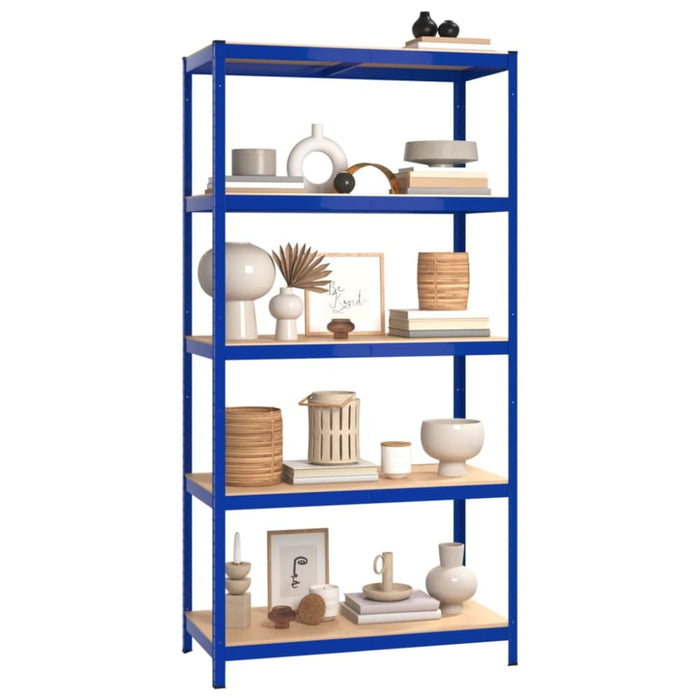 5-layer Shelves 4 Pcs Blue Steel And Engineered Wood Topaoil