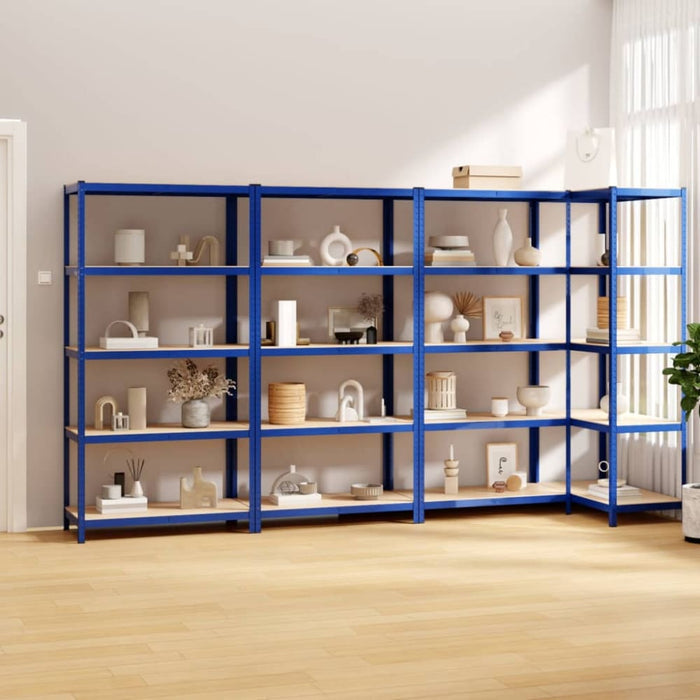 5-layer Shelves 4 Pcs Blue Steel And Engineered Wood Topaoil