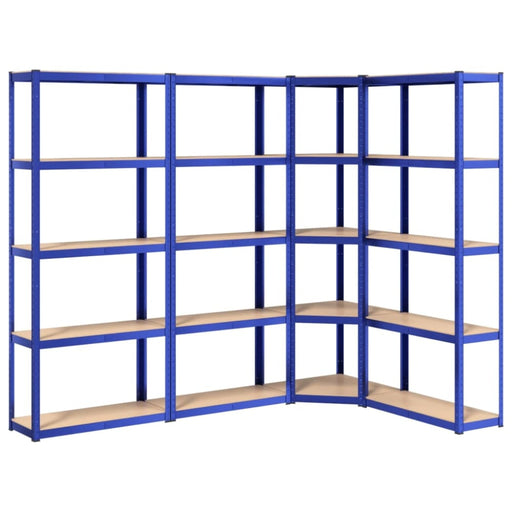 5-layer Shelves 4 Pcs Blue Steel And Engineered Wood Topaoli