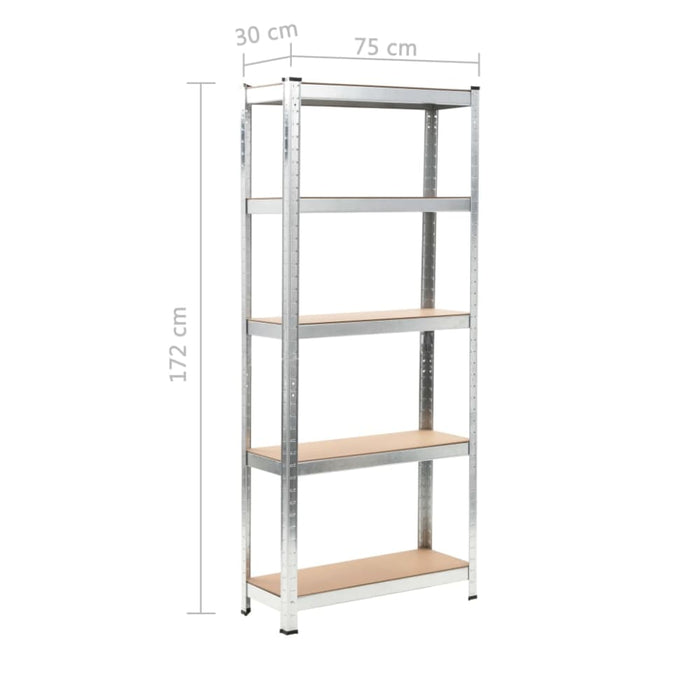 5-layer Storage Shelf Silver Steel And Engineered Wood