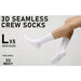 5 Pack Large White 3d Seamless Crew Socks Slim Breathable