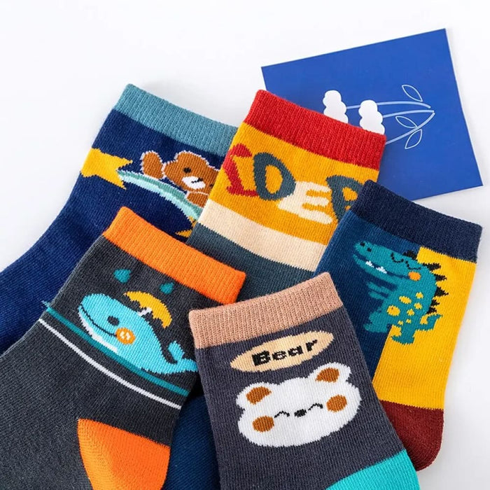 5 Pairs Children Socks Anime Cartoon Comfort Warm Kids Baby