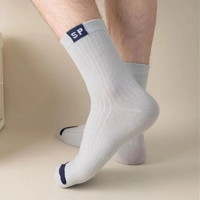 5 Pairs Mens Anti Odor Mid Calf Athletic Socks Premium