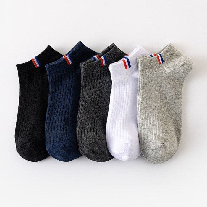 5 Pairs Of Thin Summer Blending Boat Socks Plain Colour