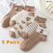 5 Pairs Women Elegant Socks Retro Polyester Cotton Low Tube