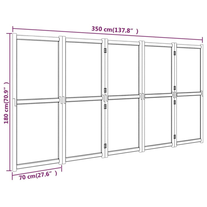 5-panel Room Divider Black 350x180 Cm Tokono