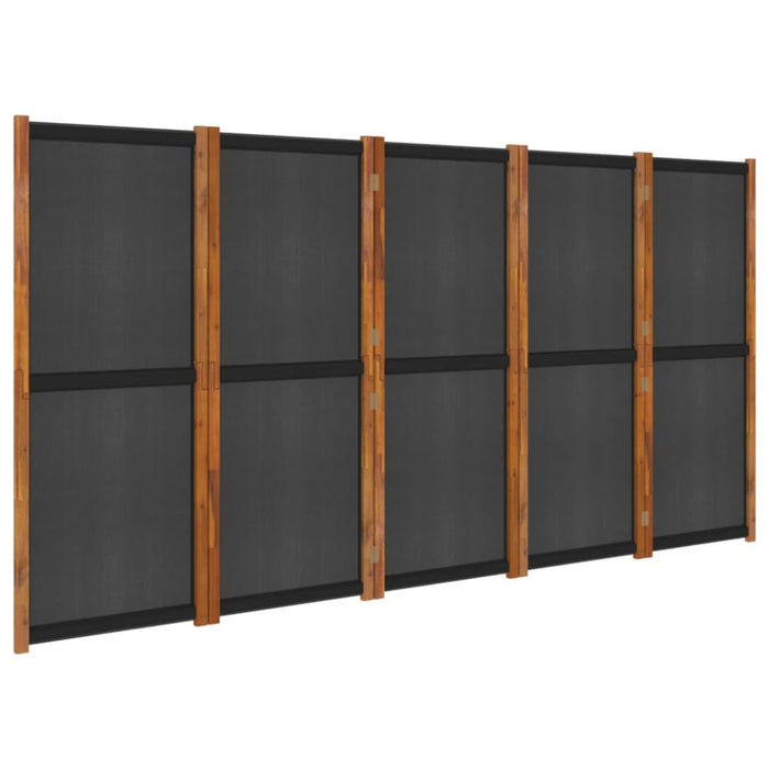 5-panel Room Divider Black 350x180 Cm Tokono