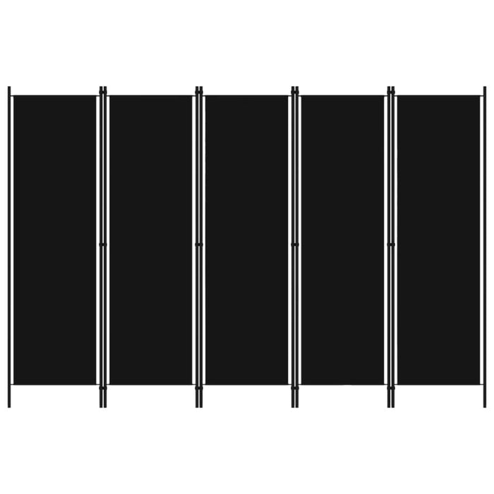 5 Panel Room Divider Black Gl406