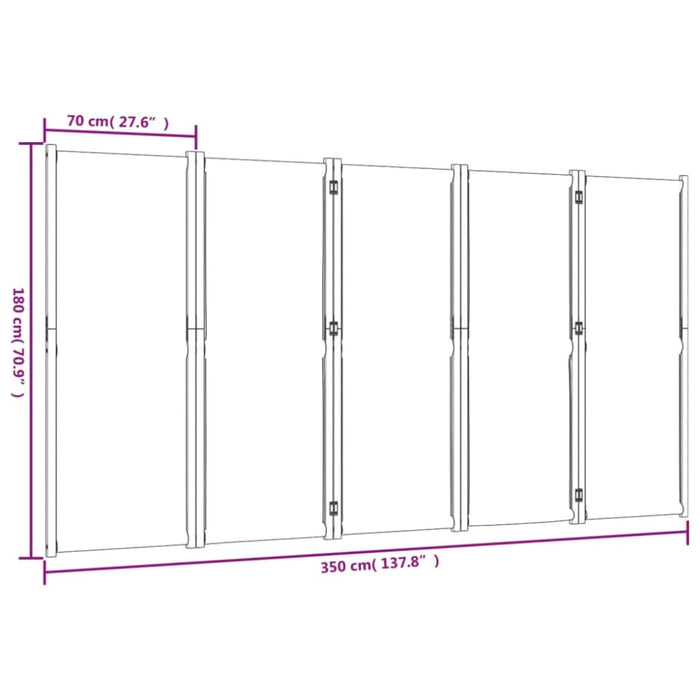 5-panel Room Divider Taupe 350x180 Cm Abbttlp