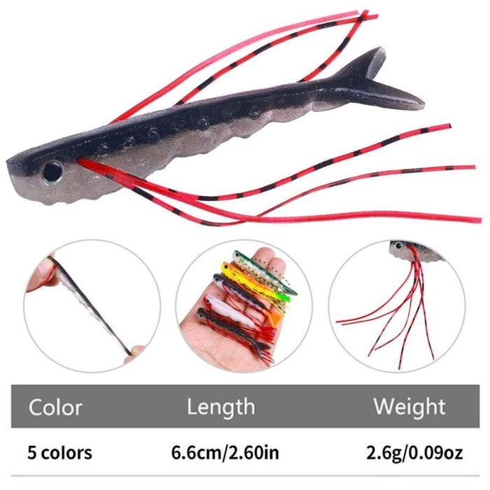 5 Piece 6.6cm Hengjia So175 Split Fork Soft Bait Salmon