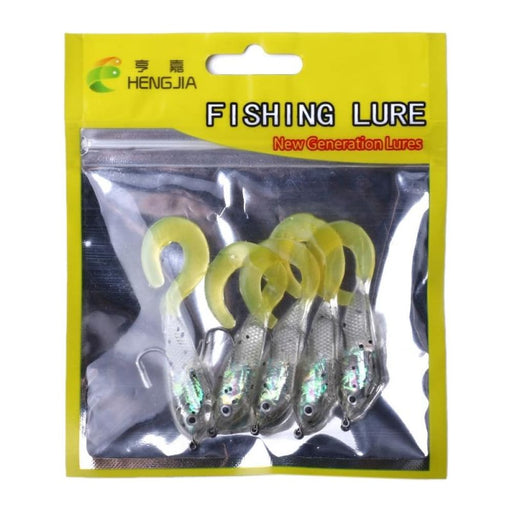 5 Piece 6cm/5g Soft Lead Fish Curl Tail Bait With Hook