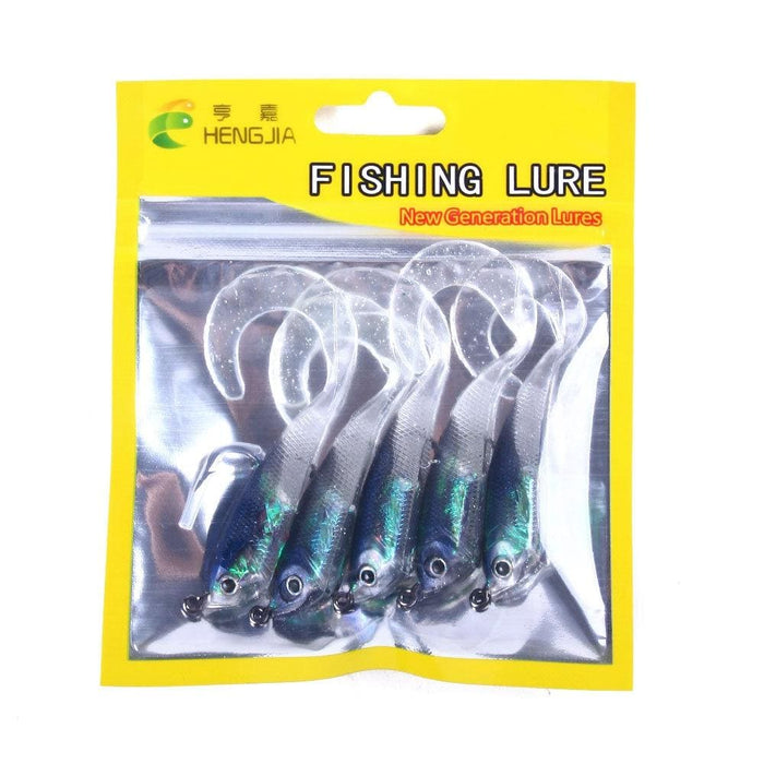 5 Piece 7cm 10g Soft Bait Pack With Spinnerbait And Curly