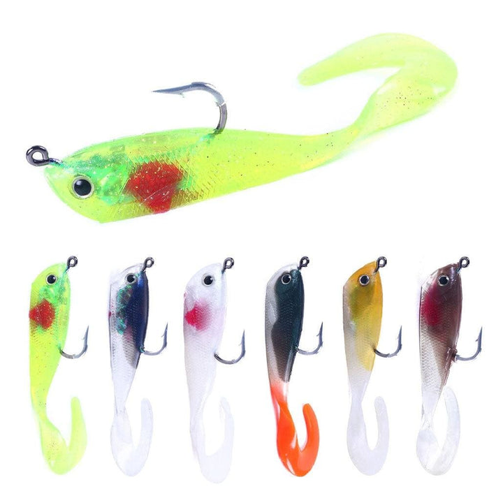 5 Piece 7cm 10g Soft Bait Pack With Spinnerbait And Curly