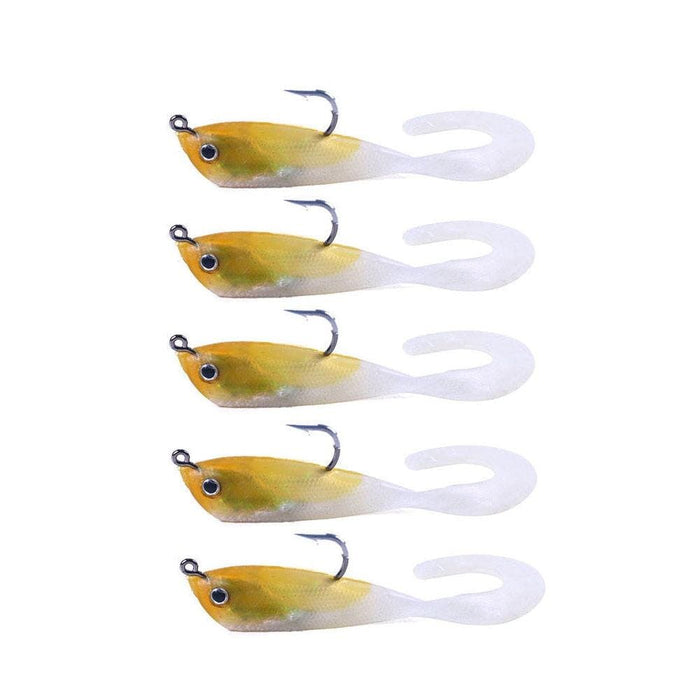 5 Piece 7cm 10g Soft Bait Pack With Spinnerbait And Curly