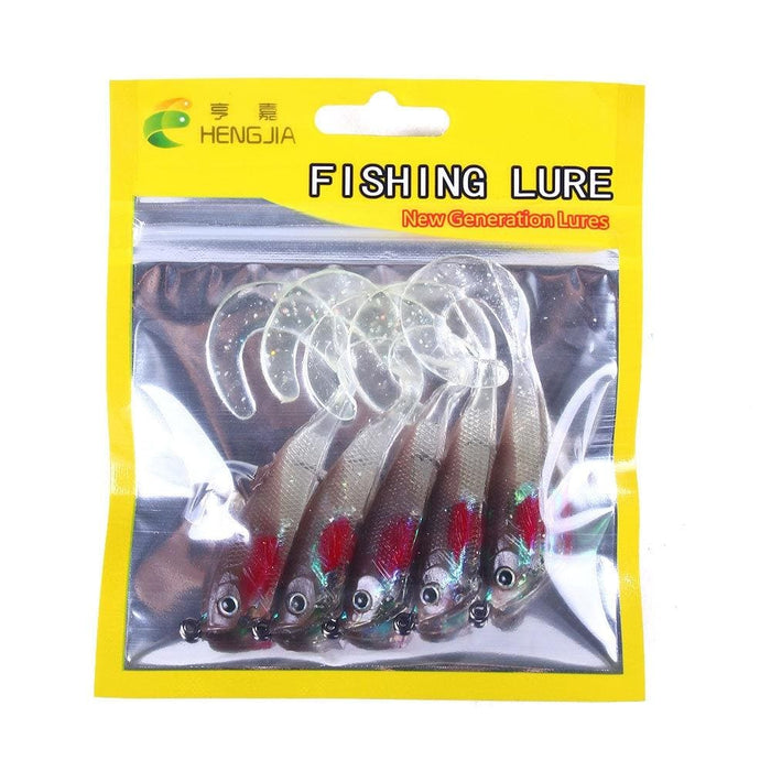 5 Piece 7cm 10g Soft Bait Pack With Spinnerbait And Curly